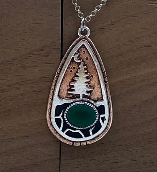 Pine Tree Moon Necklace