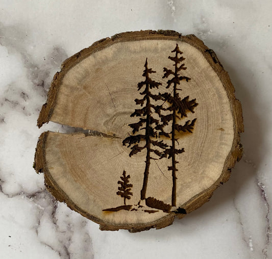 3"-4" Engraved Forest Tree Cookie with Easel