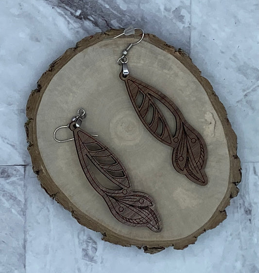 Swirl Design Walnut Drop Earrings