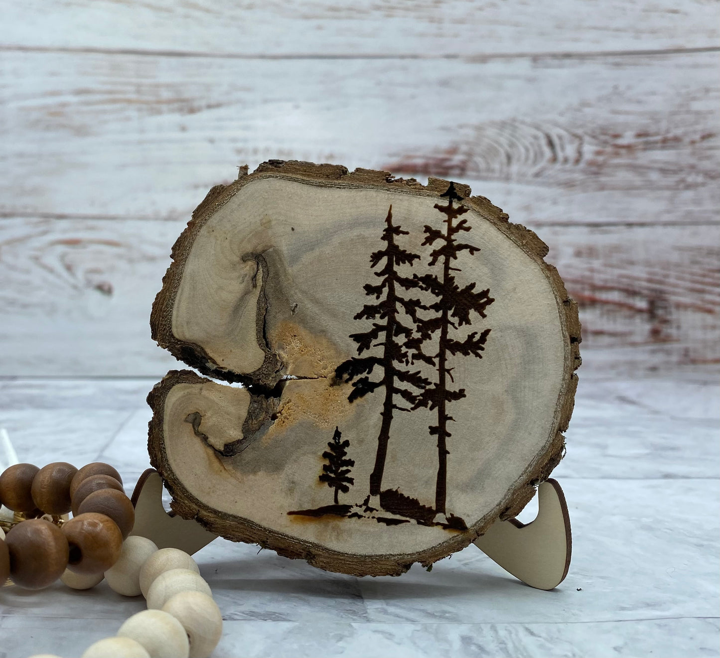 3"-4" Engraved Forest Tree Cookie with Easel