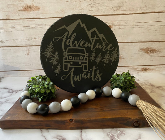Adventure Awaits Jeep Slate Wall Hanging or Table Top Picture