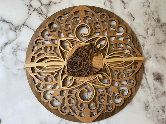 Filigree Wall Art with Mandala Sitting Bear