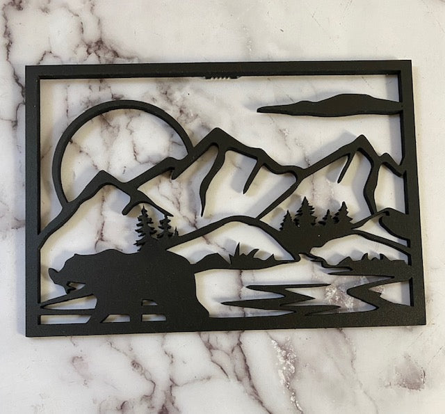 Bear with a Fish in the Mountains Wall Art