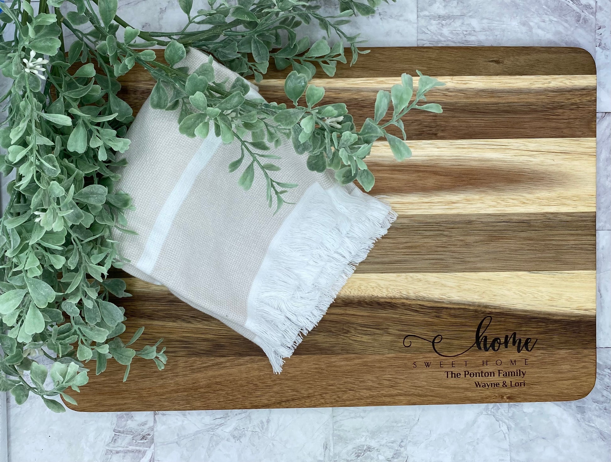 Charcuterie Board Engraved with Home Sweet Home and Your Customization (up to 2 lines)