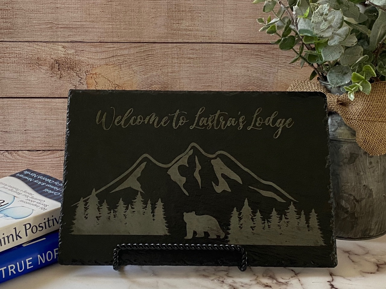 Personalized Bear in the Mountains slate sign