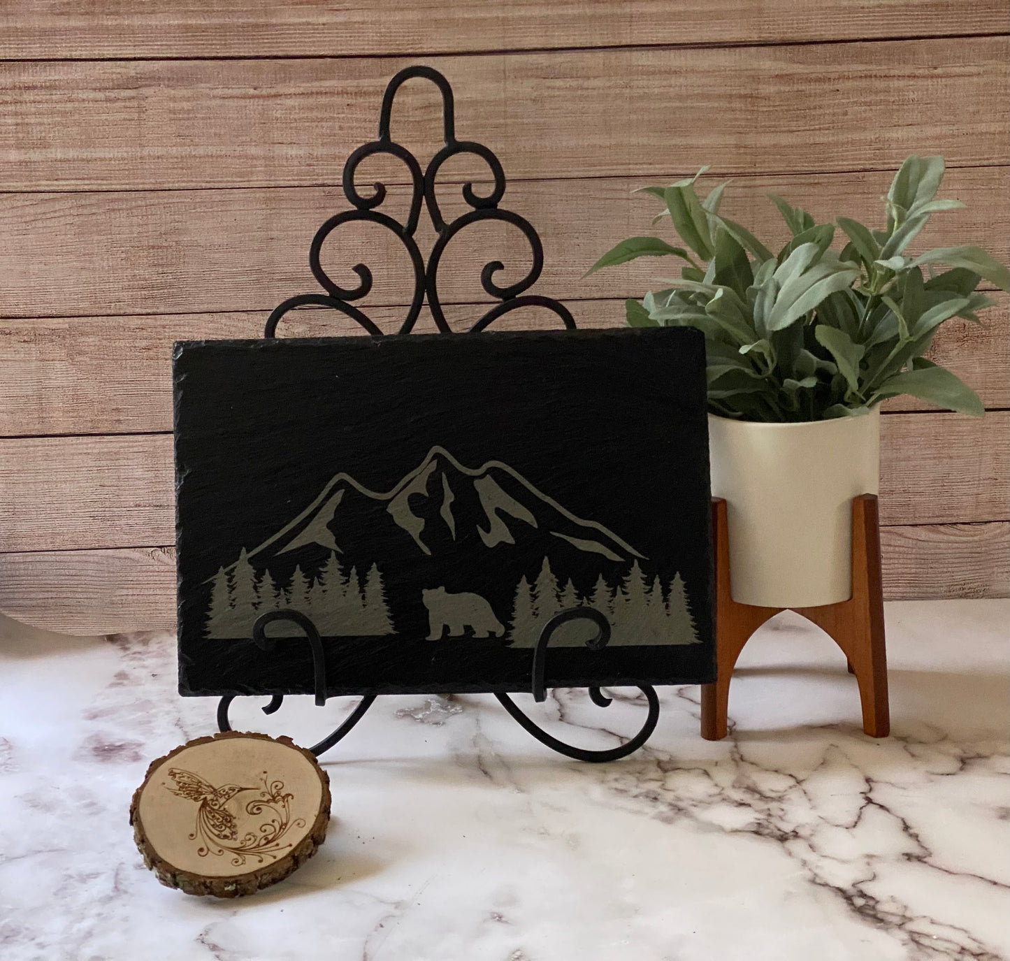 Bear in the Mountains slate sign
