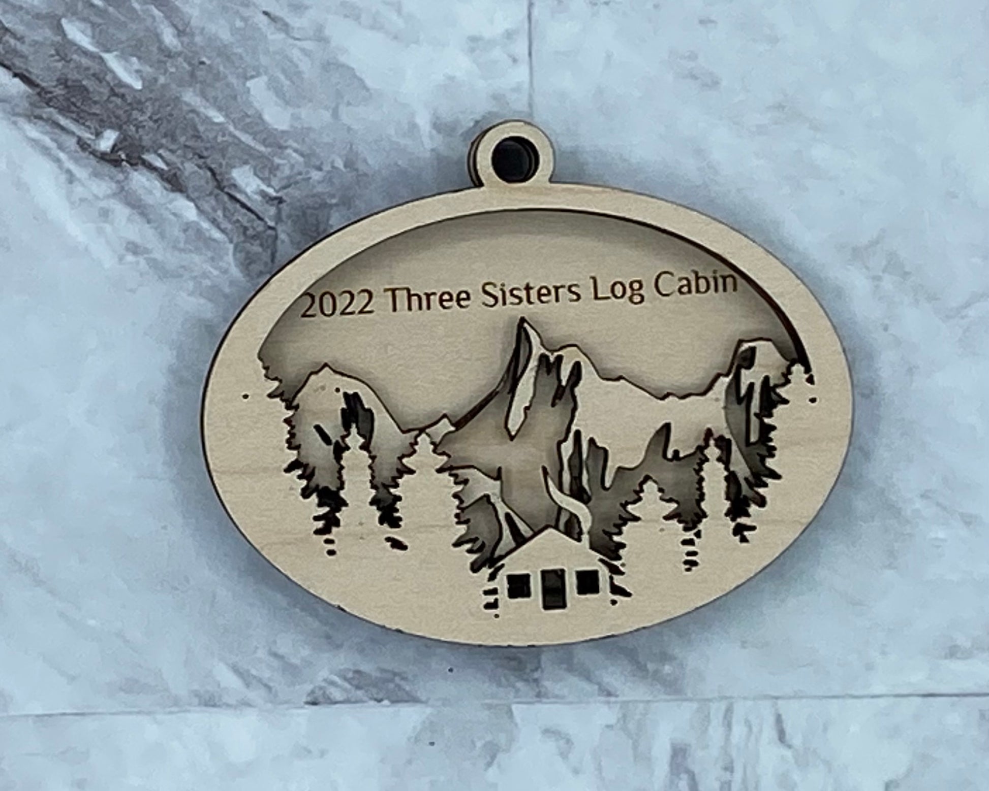 Customized Branded Airbnb VRBO STR Host Items Cabin in the Woods and Mountains Ornament