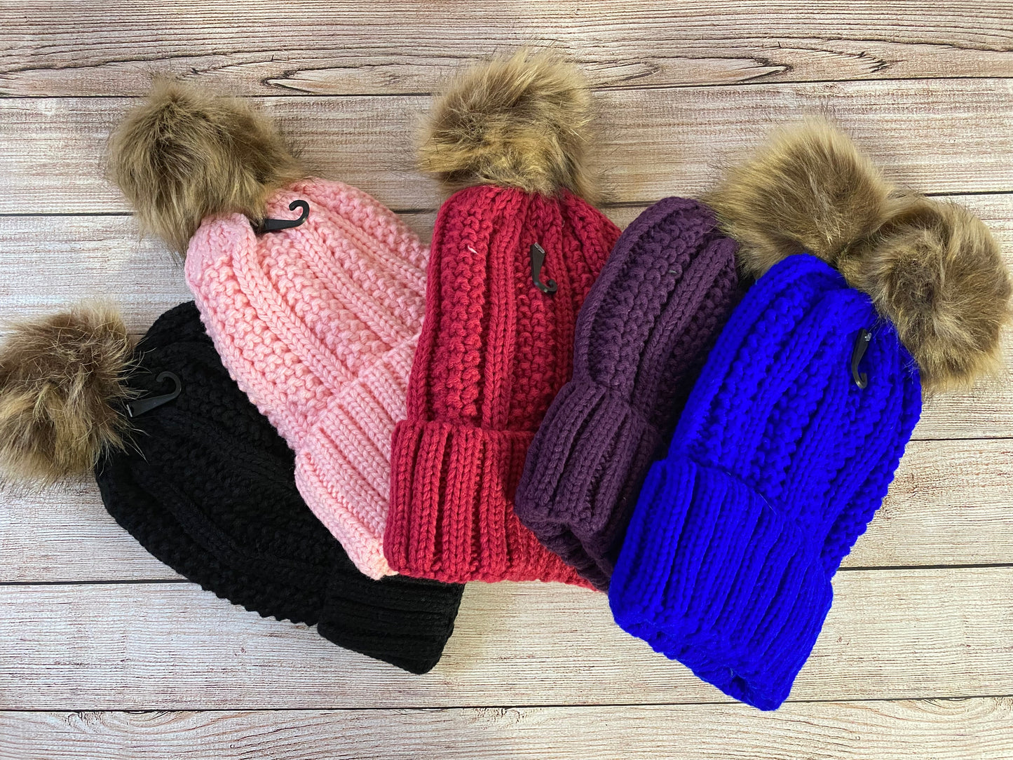 Personalized Fleece-lined Winter Hat with Faux-fur Pom Pom