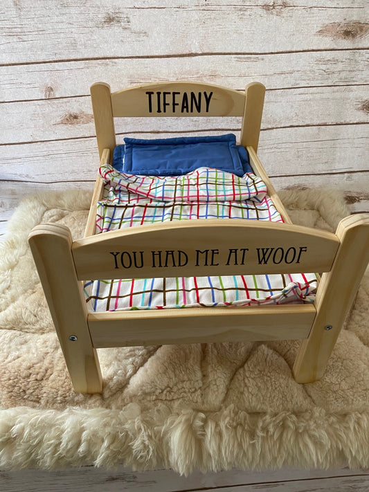 Small Dog Personalized Wooden Bed