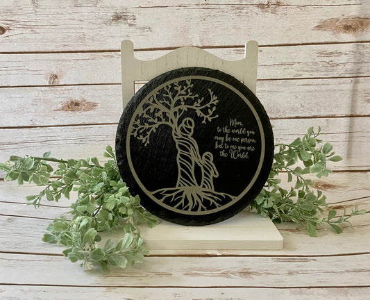 Mother and Child Tree of Life with Quote on Slate